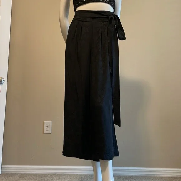 REBECCA TAYLOR High Elastic Back Waist Wide Leg Ankle Pant Crop Pant SILK 6 NWOT - Picture 8 of 15